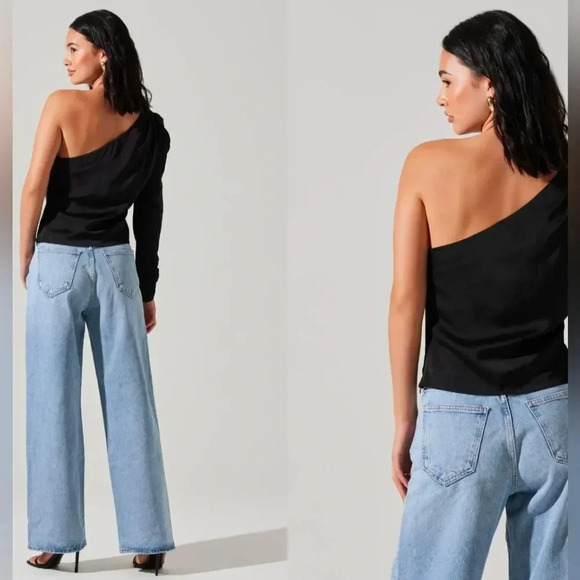 ASTR The Label Asymetrical Puff Sleeve Top NWT - Picture 4 of 12